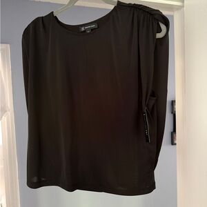 INC International Concepts Black Asymmetrical Sleeveless Blouse